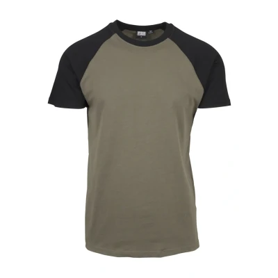 Abbildung von Urban Classics Raglan Contrast Tshirt print, Herren, Größe: XXL, Olive/black