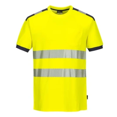 Abbildung von Portwest PW3 Hi vis T Shirt, kurzarm, Größe: XL, Farbe: Gelb/Schwarz, T181YBRXL