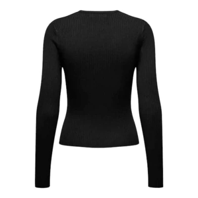Abbildung von ONLY Ashley Peakaboo Oneck Langarmshirt, Damen, Größe: Large, Black