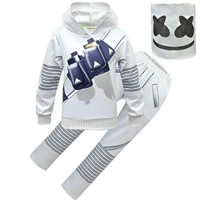 Abbildung von dgfstmd Kinder Trainingsanzüge, DJ Smiley, Gesichtsmaske, lustiges Halloween /Cosplay Kostüm, Verkleidungsset Gr. 150 cm, Stil 2