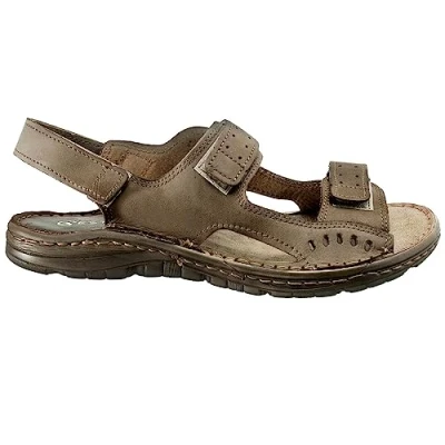 Abbildung von ESTRO Sandalen Herren Pantoletten Echtleder Sommerschuhe Schlappen mit Rutschfeste Gummisohle S2 (44, Beige)