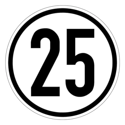 Abbildung von Geschwindigkeitsaufkleber Foliem Aufkleber km/h Geschwindigkeitsschild Ø20 cm (25 km/h)