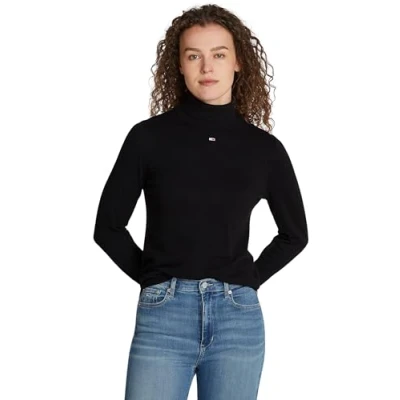 Abbildung von Tommy Jeans Essential Sweater Strickpullover, Damen, Größe: Medium, Black