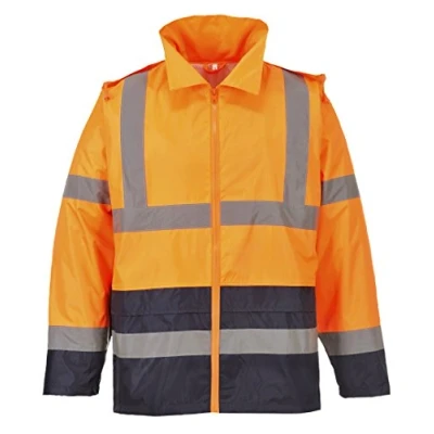 Abbildung von Portwest Klassische Kontrast Warnschutz Regenjacke, Größe: L, Farbe: Orange/Marine, H443ONRL, weiß Siehe Abbildung