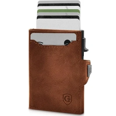Abbildung von GenTo Slim Wallet mit Münzfach Geldbeutel Herren für 10 Karten Geldbörse RFID Schutz Smart kleines dünnes Kartenetui Portemonnaie