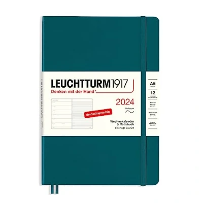 Abbildung von LEUCHTTURM1917 367777 Wochenkalender &amp; Notizbuch Medium (A5) 2024, Softcover, Pacific Green, Deutsch, 12 Monate