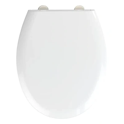 Abbildung von WENKO WC Sitz Mod. Rieti, hygienischer Toilettensitz mit Absenkautomatik, stabiler Deckel bis 350 kg belastbar, Fix Clip Befestigung, aus antibakteriellem Duroplast, Weiß