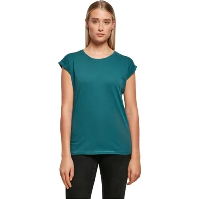 Abbildung von Build Your Brand Damen T Shirt Ladies Extended Shoulder Tee, lang geschnittenes für Frauen, Baumwolle, Teal, S
