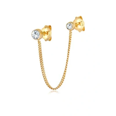 Abbildung von Elli Ohrringe Damen Doppel Ohrstecker Trend Blogger mit Kristallen in 925 Sterling Silber