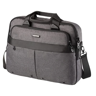 Abbildung von fixbag FB2046166 Fahrrad Laptoptasche mit Klickfix Kompakt Taschenschiene fürs Fahrrad, Notebooktasche für 17&quot; Notebooks &amp; Tablet aus Polyester, Umhängetasche ca. 31 x 40 7 cm, Tasche Grau