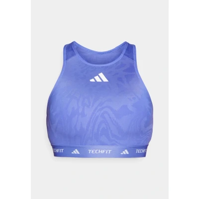 Abbildung von adidas Performance Medium Support HIGH NECK Print BRA Sportbh mit mittlerer Stützkraft, Damen, Größe: XLxA B, Semi blue
