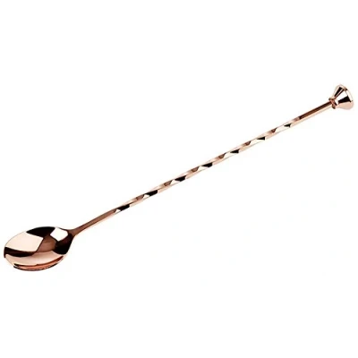 Abbildung von APS 93034 Barlöffel, hochwertige lebensmittelecht, gedrehter Stiel inklusive Stößel, 27 cm lang, Kupfer poliert, 1 Stück
