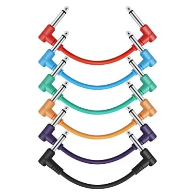 Abbildung von Donner 6 Zoll Gitarren Patchkabel 6er Pack, TS 1/4&quot; rechtwinklig auf