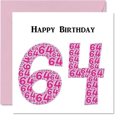 Abbildung von lustige Geburtstagskarte zum 64. Geburtstag für Frau Shapecloud Happy Birthday Karte Vater, Mutter, Großvater, Nanny, Oma, Onkel, Tante, Cousin, 145 mm x Grußkarten,