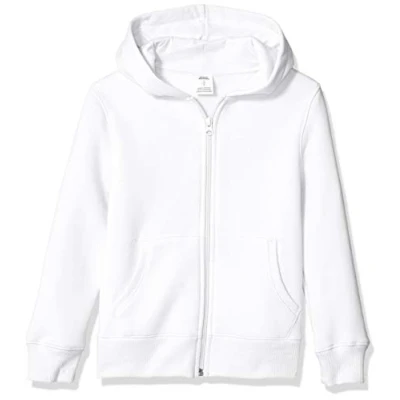 Abbildung von Amazon Essentials Jungen Fleece Kapuzenpullover mit Reißverschluss, Weiß, 6 7 Jahre