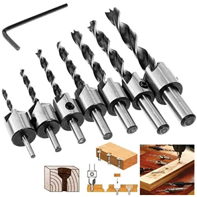 Abbildung von Versenken Bohren Bit Einstellen, 4EVERHOPE 8 Stücke HSS 5 Flute Senker Bohrer Set Screwdriver Reibahle Holzverarbeitung Countersink Drill Werkzeug 3 10mm