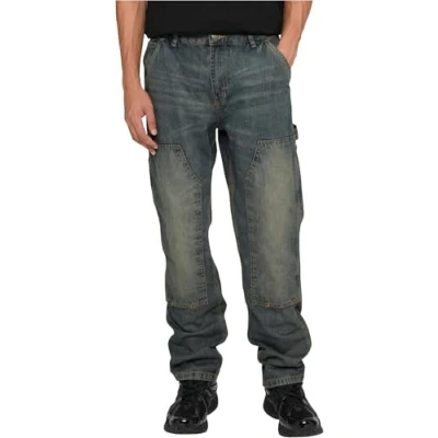 Abbildung von Urban Classics Double KNEE Jeans Straight Leg, Herren, Größe: 32, Washed