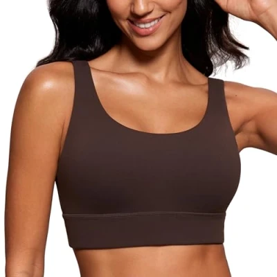 Abbildung von CRZ Yoga Damen Butterluxe Sport BH U Back Ohne Buegel Große Brüste Fitness Top Heißes Fudge Brown M