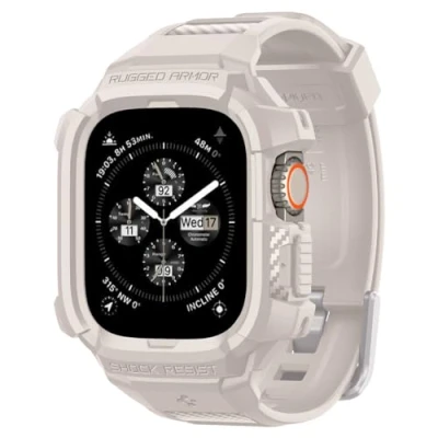 Abbildung von Spigen Rugged Armor Pro Hülle mit Armband Kompatibel Apple Watch Ultra 2 (2023) / (2022) 49mm Dünenbeige