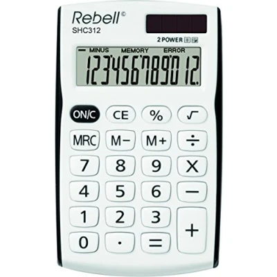 Abbildung von Rebell RE SHC312 Kleiner Taschenrechner, 12 stelligem Display, weiß/schwarz