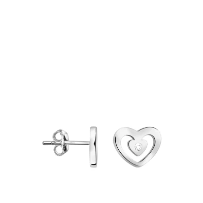 Abbildung von SOFIA MILANI Damen Ohrringe 925 Silber mit Zirkonia Steinen Herz Ohrstecker E2864