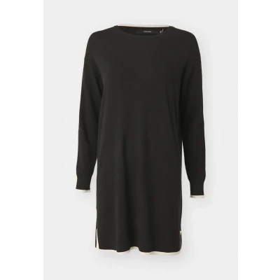 Abbildung von Vero Moda Vmbreeze Oneck Short Dress Strickkleid black/birch, Damen, Größe: Large, Black/birch