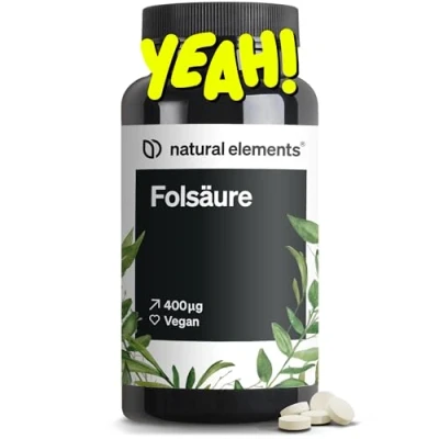 Abbildung von Folsäure 400 Tabletten mcg pro Tagesdosis Kinderwunsch und Schwangerschaft vegan, hochdosiert, ohne unnötige Zusätze in Deutschland produziert &amp; laborgeprüft
