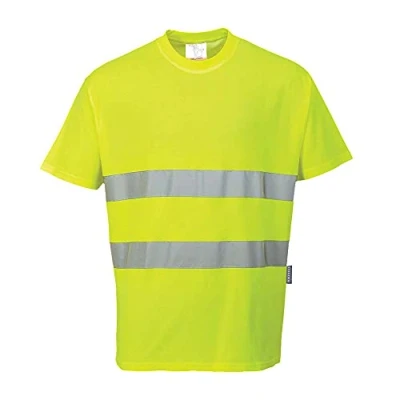 Abbildung von Portwest Baumwoll Comfort Warnschutz Kurzarmshirt, Größe: 4XL, Farbe: Gelb, S170YER4XL