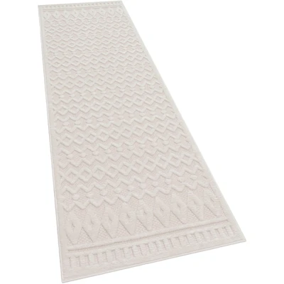 Abbildung von Outdoor Teppich wetterfest Boho &amp; Skandi 3D Optik für Terrasse, Balkon Garten Grösse 80x250 cm
