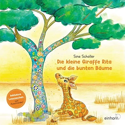 Abbildung von die kleine Giraffe Rita und bunten Bäume