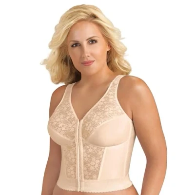 Abbildung von EXQUISITE FORM Damen Fully Front Close Longline Lace Posture Bra BH, Undurchsichtige, Rosa/Beige, 100D