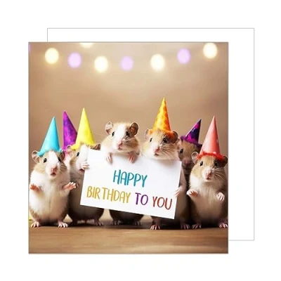 Abbildung von Edition Seidel Premium quadratische Geburtstagskarte mit Umschlag. Glückwunschkarte Happy Birthday Billet Karte Mann Frau Teenager Kinder Coole Hamster Humor Party (GQ124)