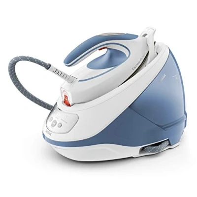Abbildung von Tefal Dampfbügelstation Express Protect SV9202 leistungsstarker 7,5 Bar Druck Dampfstoß:520 g/Min. 1,8 L Wassertank Smart Temp Technologie abnehmbarer Kalk Kollektor extra leise Blau