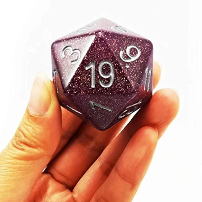 Abbildung von Bescon Glitter Jumbo D20 38MM, Big Size 20 Sides Dice Purple, Faces Cube 1.5 inch