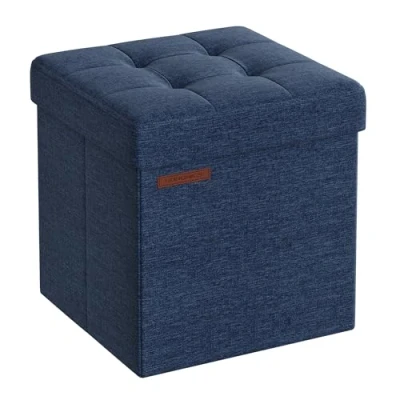 Abbildung von SONGMICS 38 cm Sitzbank mit Stauraum, klappbare Sitztruhe, Aufbewahrungsbox, Fußbank, mitternachtsblau LSF027Q02