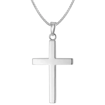 Abbildung von trendor Herren Halskette mit Kreuz Anhänger 28 mm Silber 925 zeitloser Halsschmuck aus Sterlingsilber für Männer, elegante Geschenkidee 41228 60 cm