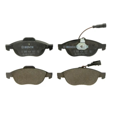 Abbildung von BOSCH 0 986 424 507 Bremsbelagsatz Low Metallic mit integriertem Verschleißsensor Kolbenclip, Anti Quietsch Blech ALFA ROMEO: 147