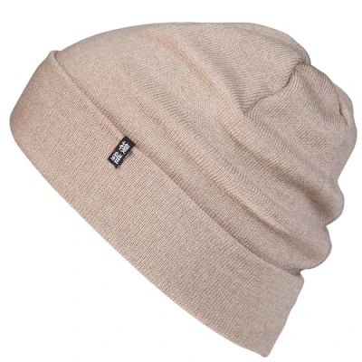 Abbildung von Enter the Complex® Merino Mütze Herren, Beanie Damen, 100% Wolle, Warm und Dünn, Zweilagige Strickmütze, Beige