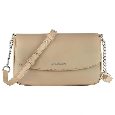 Abbildung von David Jones Kleine Umhängetasche Damen Crossbody Bag PU Leder Frau Kette Schultertasche Rechteckige Tasche Abendtasche Handy Handtasche Clutch Kettentasche Elegant Reise Party Beige