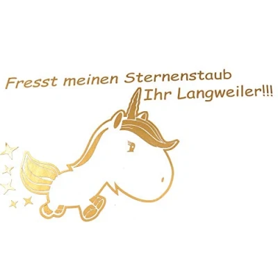 Abbildung von Finest Folia Einhorn Sternenstaub Aufkleber 13x11 cm Fun Sticker für Auto Dekor Unicorn Autoaufkleber (K074 Gold Metallic)