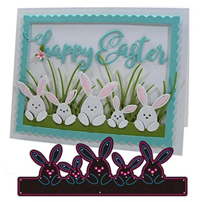Abbildung von Metall Stanzformen, Osterhasenfamilie, Osterhase, Schleife, Stanzschablonen für DIY, Scrapbooking, Alben, dekorative Prägepapier, Kartenherstellung