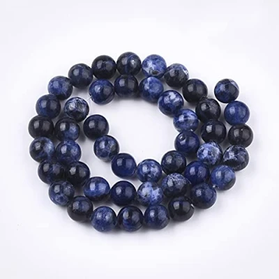 Abbildung von ZEMRIO 8mm natürliche Sodalith Edelsteinperlen Lose Stein runde Perlen für Schmuckherstellung DIY Armband Halskette (Sodalith, 8mm)