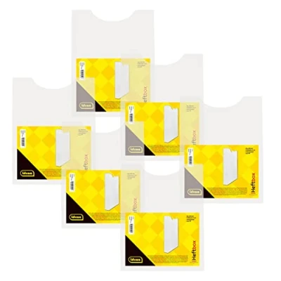 Abbildung von Idena 90168 Heftbox für DIN A4, Hochformat, aus PP, Füllhöhe 4 cm, transparent, 6 Stück