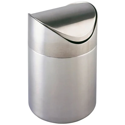 Abbildung von WENKO Kosmetikeimer Mod. Otranto Edelstahl 3l rostfrei mit elegantem Schwingdeckel ideal für Bad und Küche Ø 16 cm x 23,5 silber matt