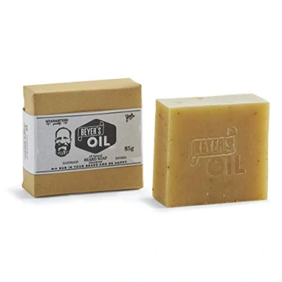 Abbildung von Beyer’s Oil Bartseife Eisenkraut 85g Handgemacht in Bayern 100% natürlich Mit echten Blättern Pflegt die Haut, macht den Bart weich und glatt