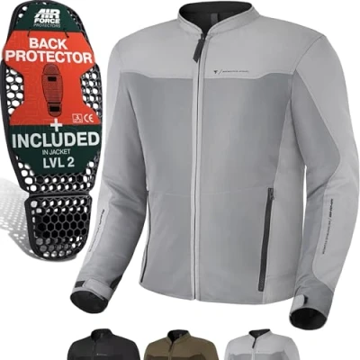 Abbildung von SHIMA OPENAIR Motorradjacke Herren Leichte, Atmungsaktive Sommer Mesh Motorcycle Stadt Textiljacke Männer mit CE Schulter Ellbogen und Rückenprotektoren, Breitenverstellung (Grau, L)