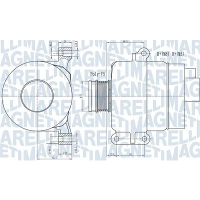 Abbildung von MAGNETI MARELLI 063731969010 Lichtmaschine 14V 120A FIAT: Grande Punto Hatchback, Panda III Evo ALFA ROMEO: MiTo