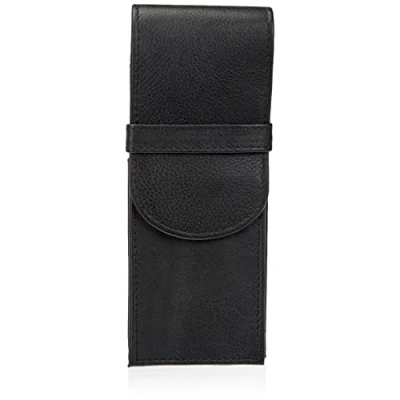 Abbildung von Alassio 2617 Schreibgeräteetui aus echtem Leder, Etui in schwarz, Stiftetui ca. 14 x 6 2,5 cm, Lederetui für 3 Stifte
