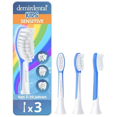 Abbildung von 3er demirdental for Kids Ersatzbürsten passend für Philips Sonicare Kinder Schallzahnbürsten von 7 bis 10 Jahren, entspricht HX6043 HX6044, Dunkelblau