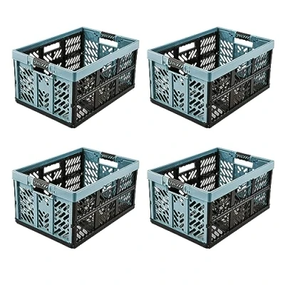 Abbildung von keeeper 4x Stabile Profi Klappboxen mit Soft Touch Griffen, 45 l, Ben, Nordic Blue (Blau)